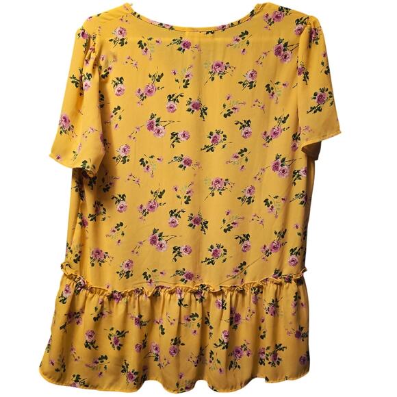 PLEIONE Floral peplum top size large - Picture 2 of 5